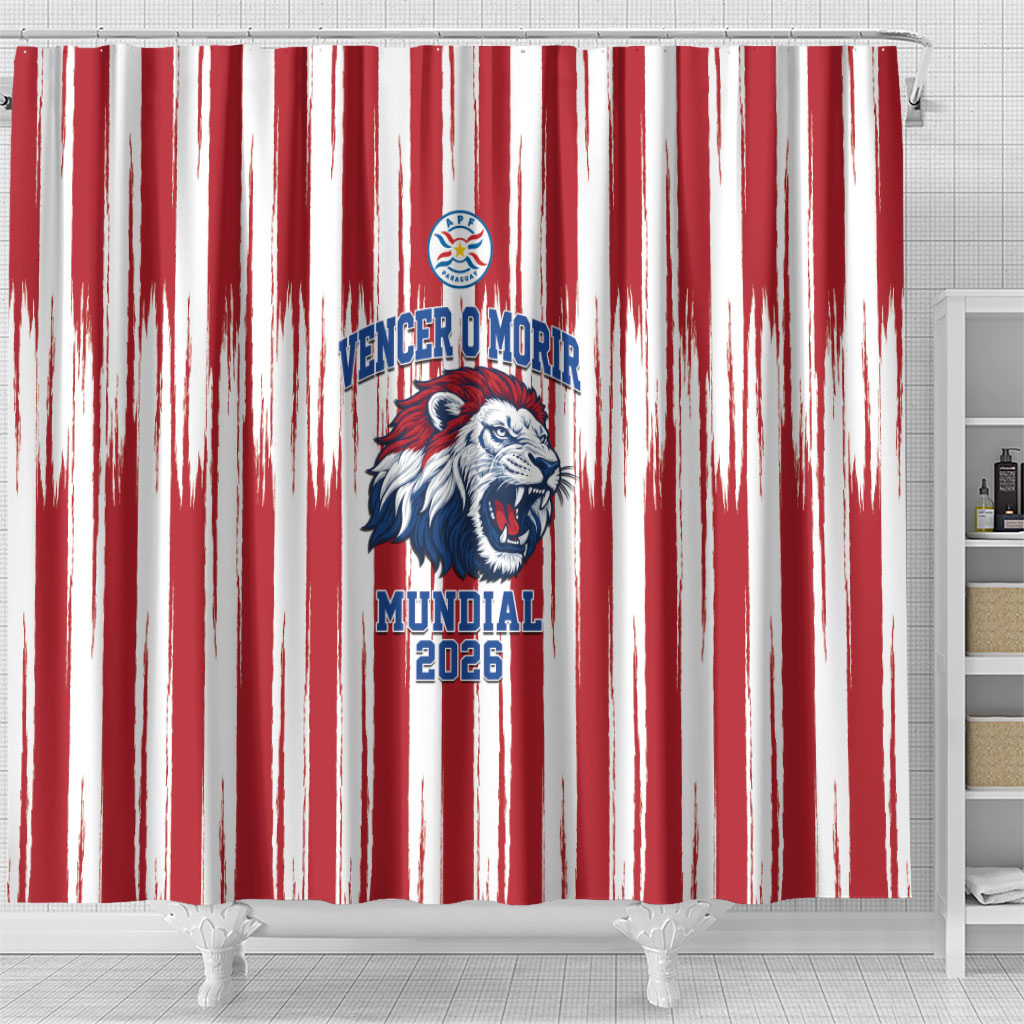 Paraguay Football Mundial 2026 Shower Curtain Lion Vencer O Morir Supporter