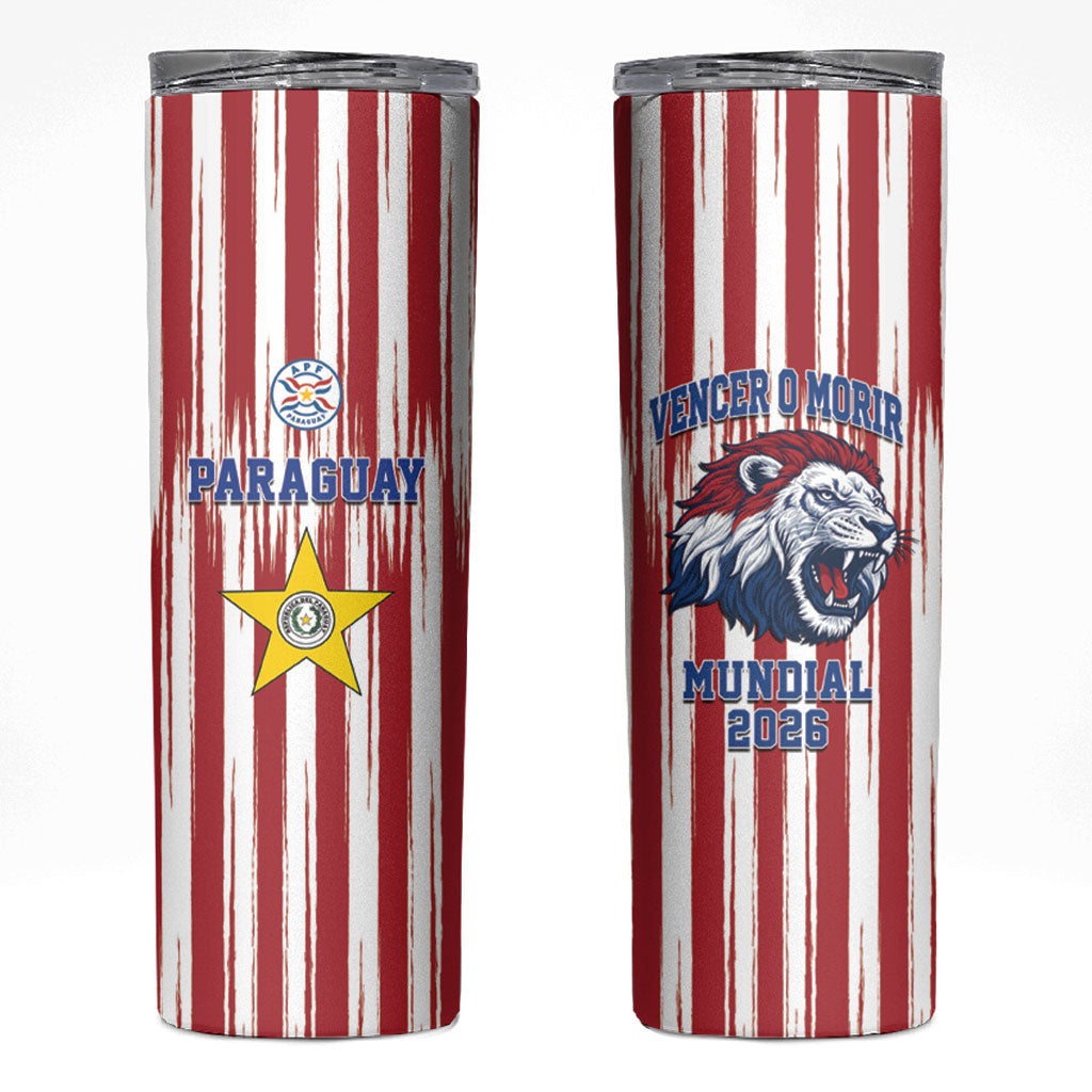 Paraguay Football Mundial 2026 Skinny Tumbler Lion Vencer O Morir Supporter