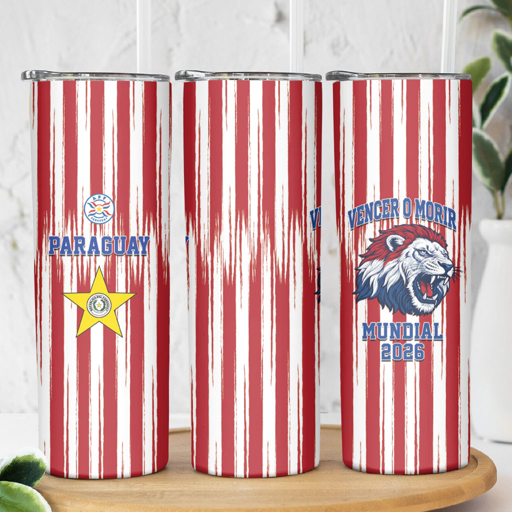 Paraguay Football Mundial 2026 Skinny Tumbler Lion Vencer O Morir Supporter