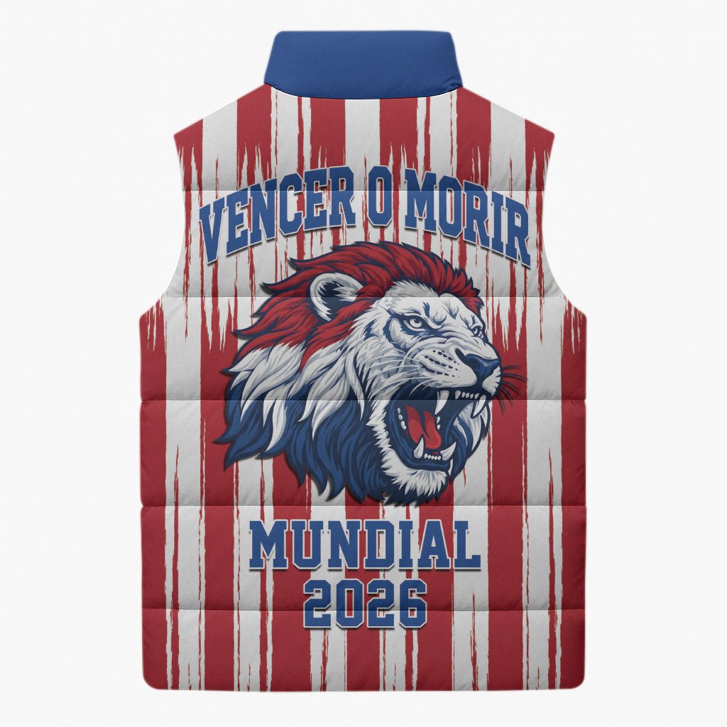 Paraguay Football Mundial 2026 Sleeveless Puffer Jacket Lion Vencer O Morir Supporter