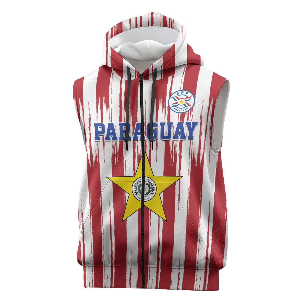 Paraguay Football Mundial 2026 Sleeveless Zip Hoodie Lion Vencer O Morir Supporter