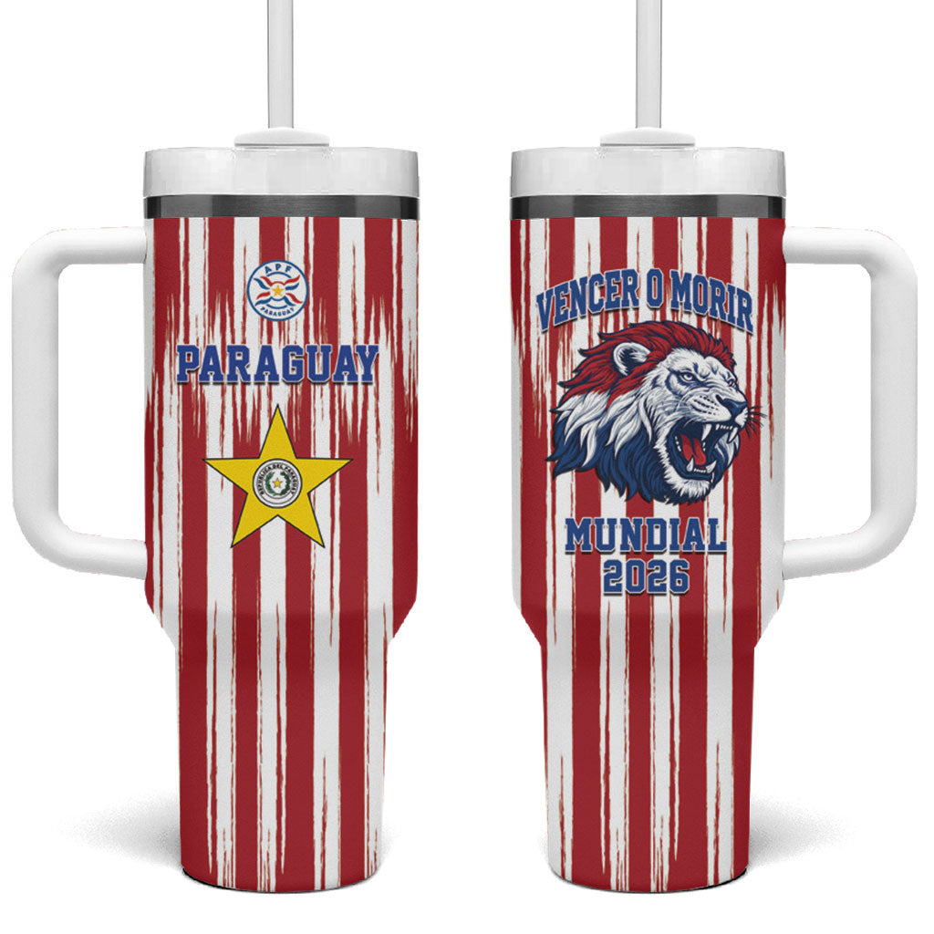 Paraguay Football Mundial 2026 Tumbler With Handle Lion Vencer O Morir Supporter