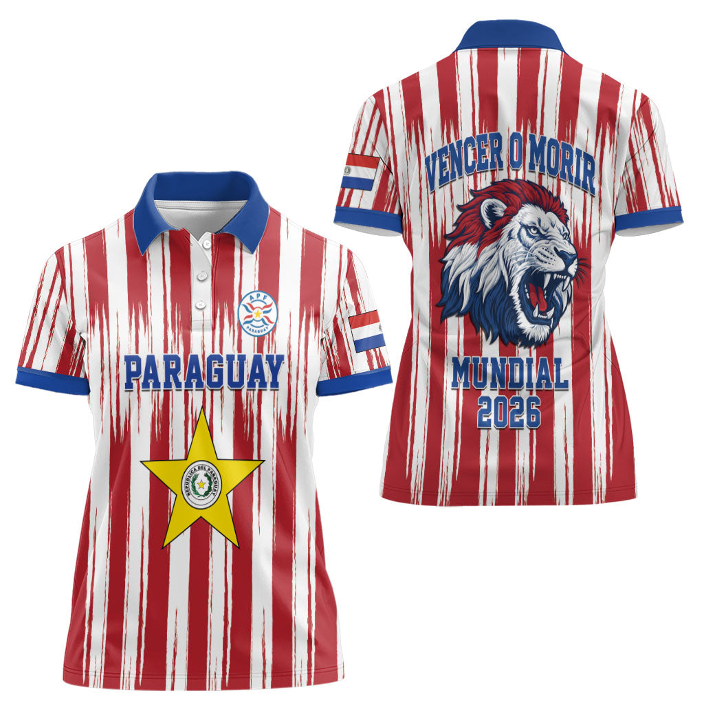 Paraguay Football Mundial 2026 Women Polo Shirt Lion Vencer O Morir Supporter