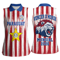 Paraguay Football Mundial 2026 Women Sleeveless Polo Shirt Lion Vencer O Morir Supporter