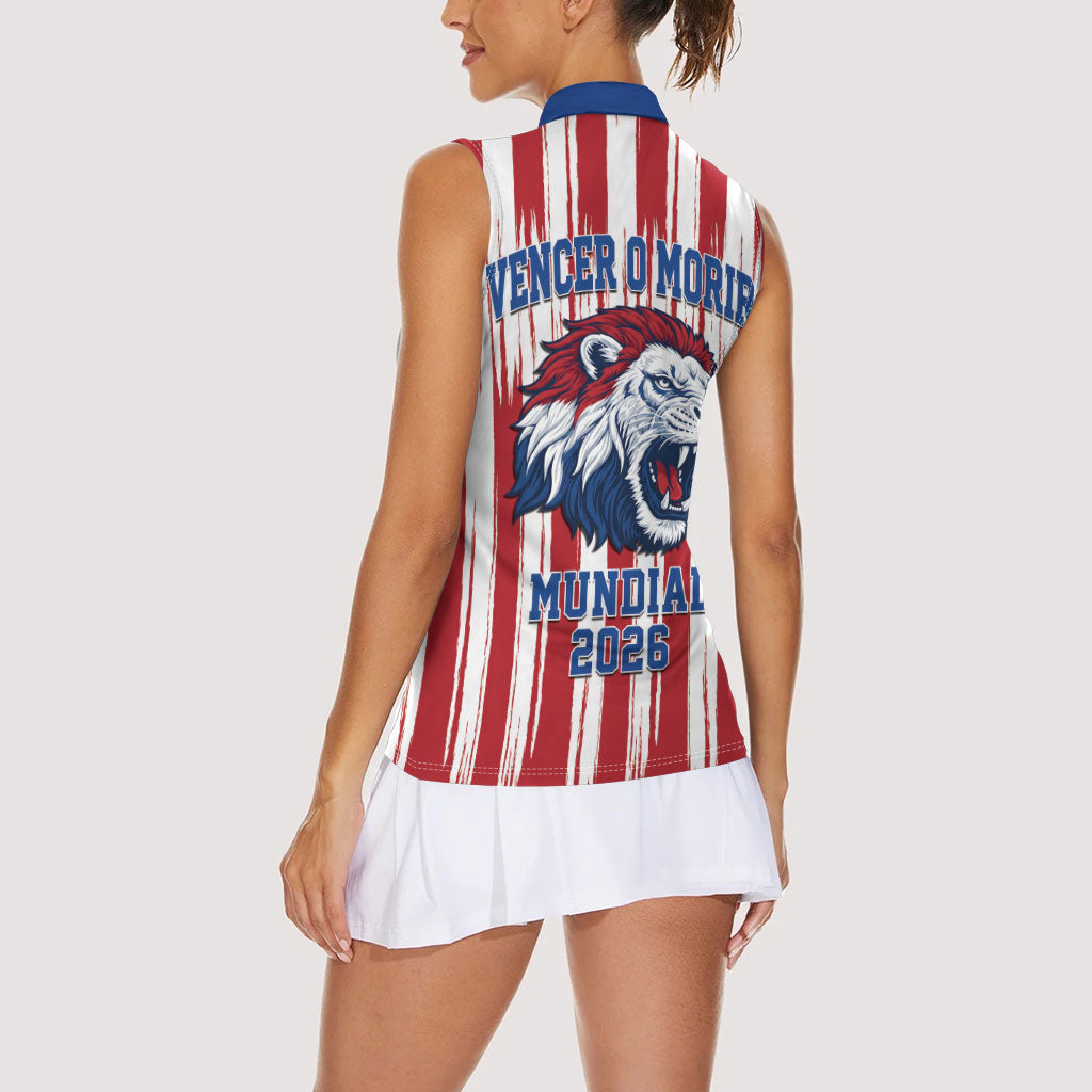Paraguay Football Mundial 2026 Women Sleeveless Polo Shirt Lion Vencer O Morir Supporter