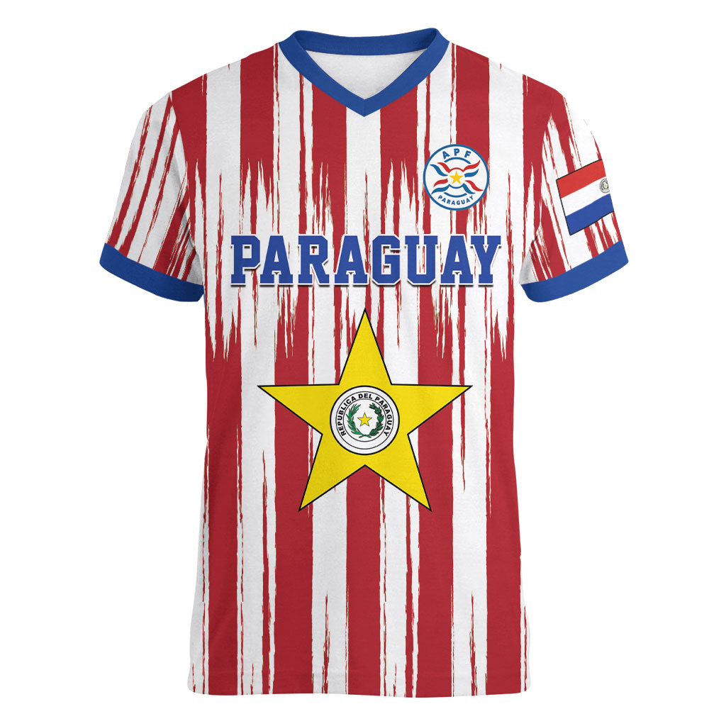 Paraguay Football Mundial 2026 Women V-Neck T-Shirt Lion Vencer O Morir Supporter