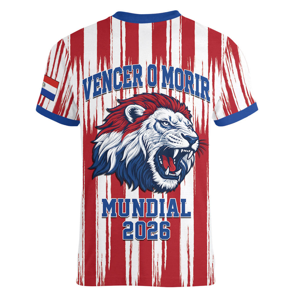 Paraguay Football Mundial 2026 Women V-Neck T-Shirt Lion Vencer O Morir Supporter