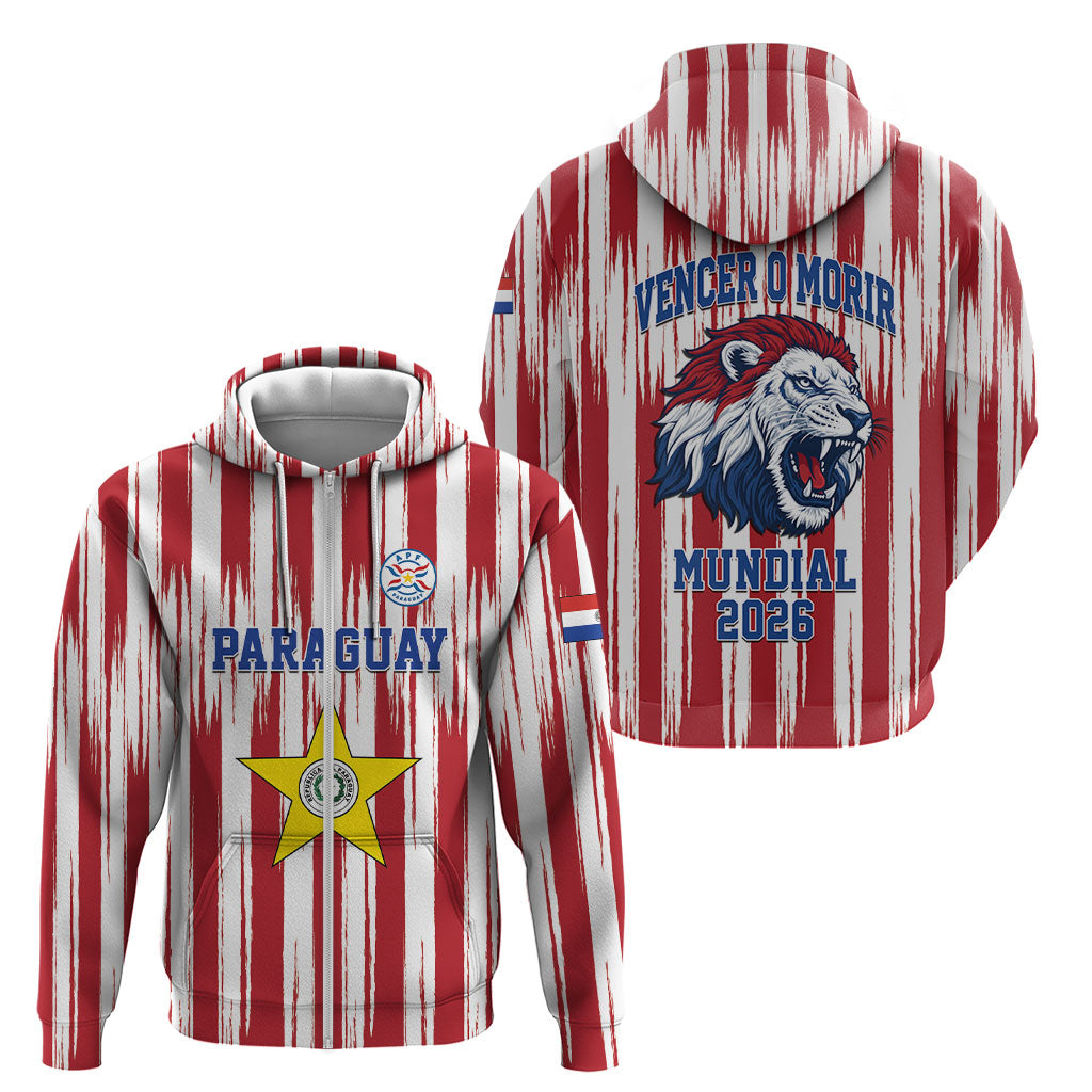 Paraguay Football Mundial 2026 Zip Hoodie Lion Vencer O Morir Supporter