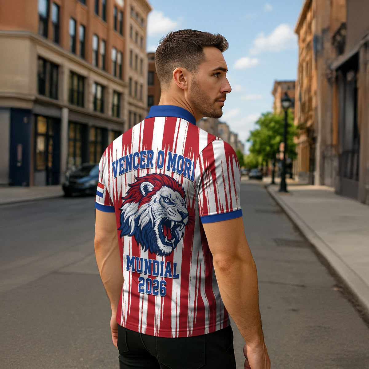 Paraguay Football Mundial 2026 Zipper Polo Shirt Lion Vencer O Morir Supporter