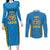 Italy Lazio Couples Matching Long Sleeve Bodycon Dress and Long Sleeve Button Shirt Flag Style LT19