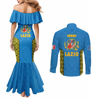 Italy Lazio Couples Matching Mermaid Dress and Long Sleeve Button Shirt Flag Style LT19