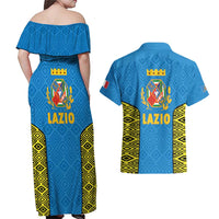 Italy Lazio Couples Matching Off Shoulder Maxi Dress and Hawaiian Shirt Flag Style LT19