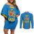 Italy Lazio Couples Matching Off Shoulder Short Dress and Long Sleeve Button Shirt Flag Style LT19