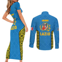 Italy Lazio Couples Matching Short Sleeve Bodycon Dress and Long Sleeve Button Shirt Flag Style LT19
