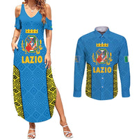 Italy Lazio Couples Matching Summer Maxi Dress and Long Sleeve Button Shirt Flag Style LT19
