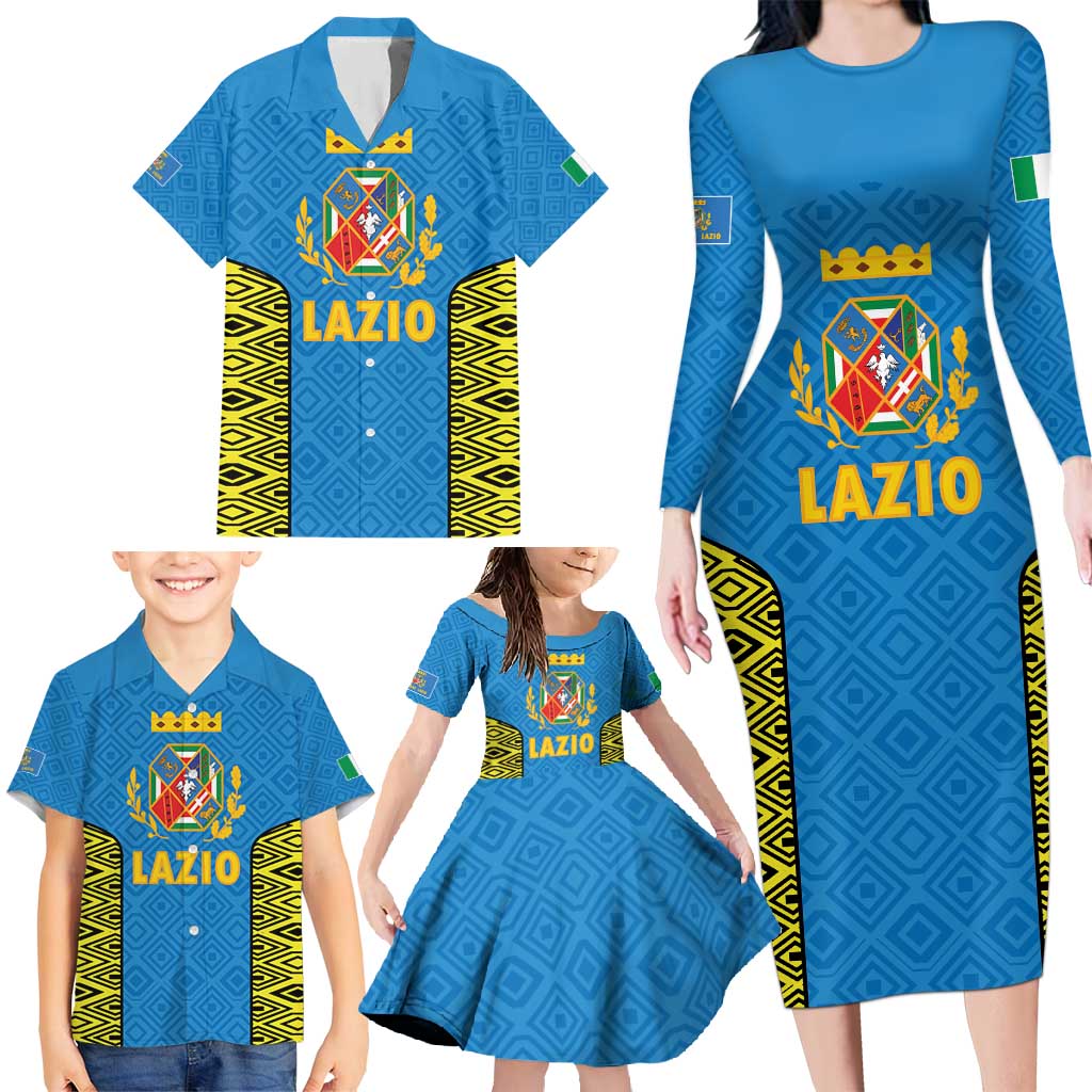 Italy Lazio Family Matching Long Sleeve Bodycon Dress and Hawaiian Shirt Flag Style LT19