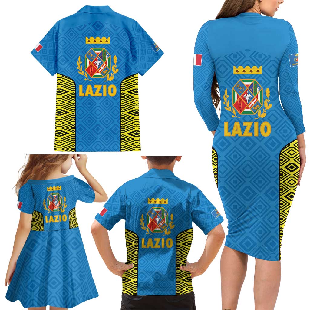 Italy Lazio Family Matching Long Sleeve Bodycon Dress and Hawaiian Shirt Flag Style LT19