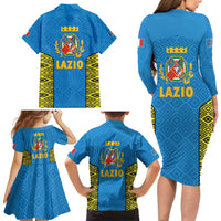 Italy Lazio Family Matching Long Sleeve Bodycon Dress and Hawaiian Shirt Flag Style LT19