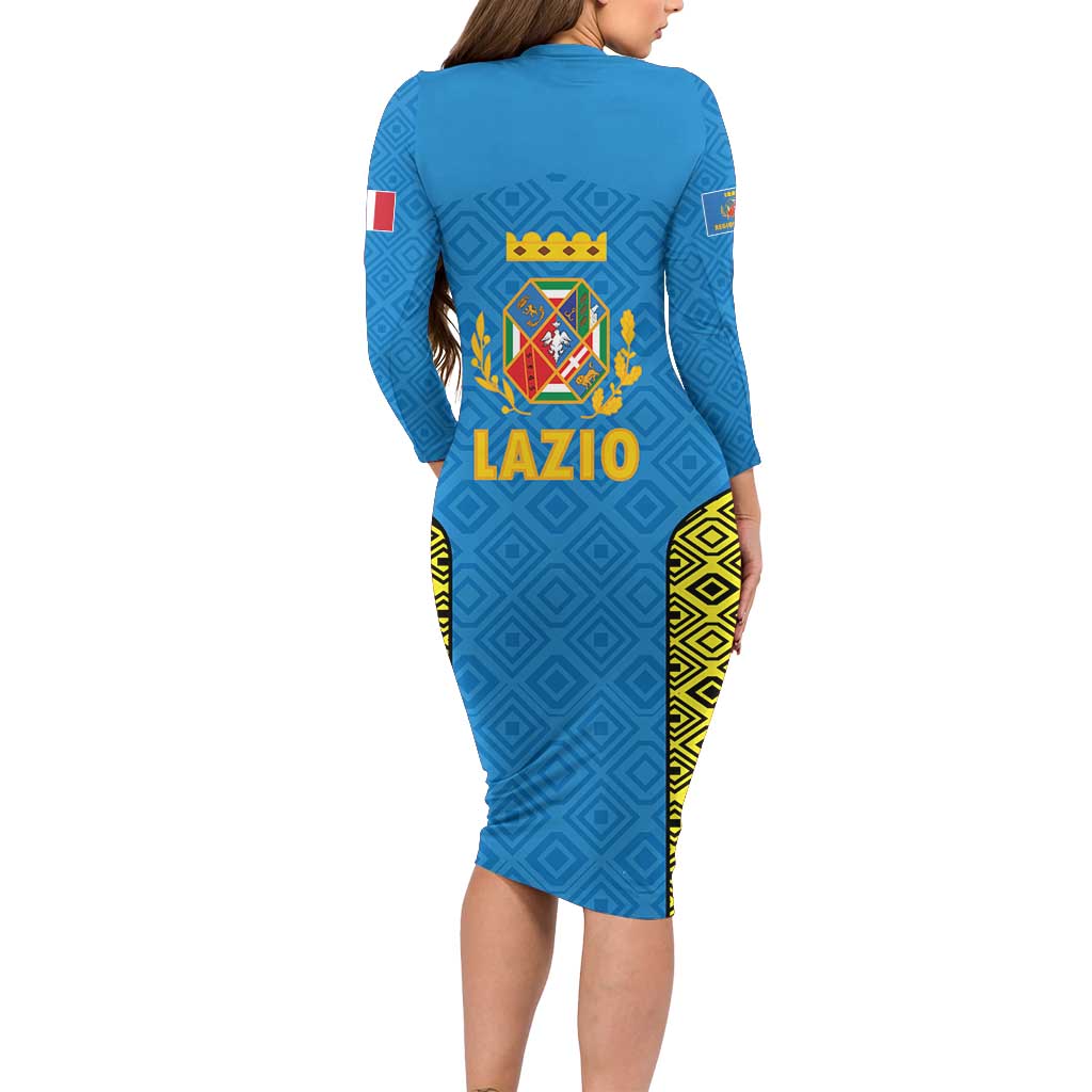 Italy Lazio Family Matching Long Sleeve Bodycon Dress and Hawaiian Shirt Flag Style LT19