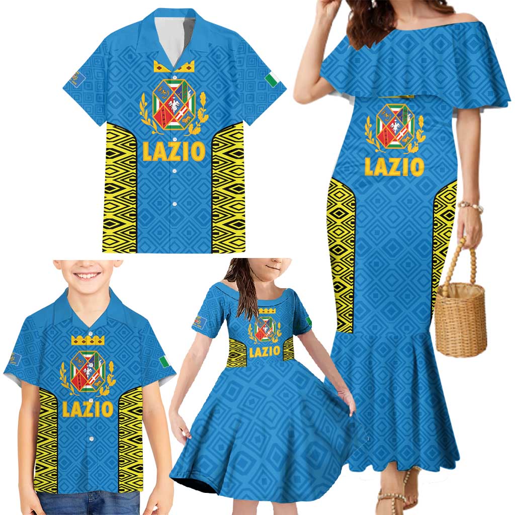 Italy Lazio Family Matching Mermaid Dress and Hawaiian Shirt Flag Style LT19