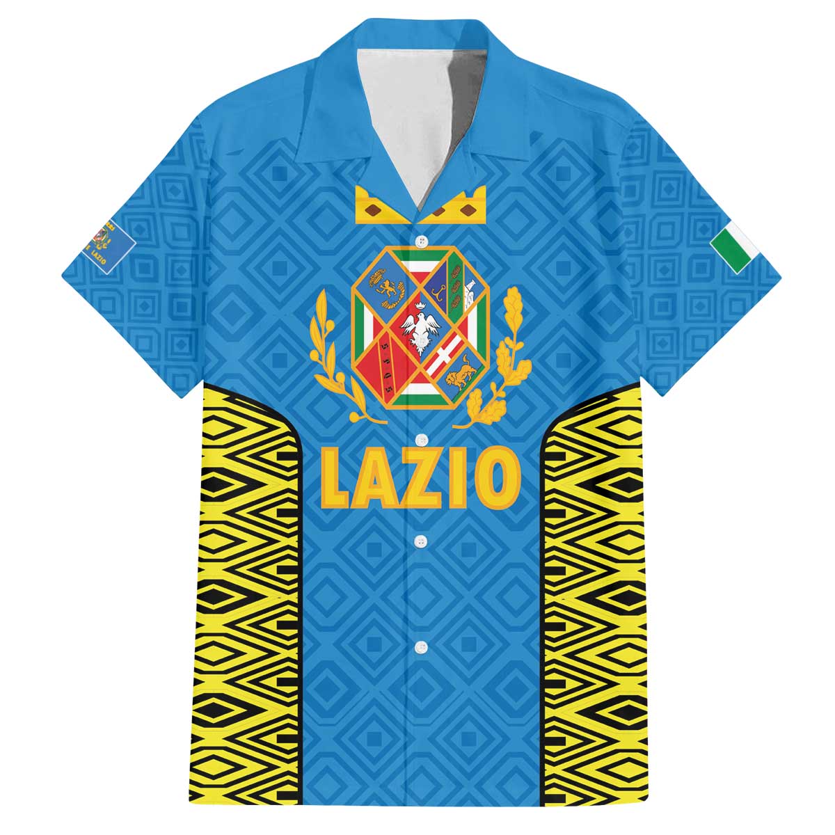 Italy Lazio Family Matching Off The Shoulder Long Sleeve Dress and Hawaiian Shirt Flag Style LT19
