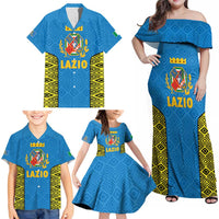 Italy Lazio Family Matching Off Shoulder Maxi Dress and Hawaiian Shirt Flag Style LT19