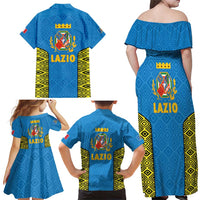 Italy Lazio Family Matching Off Shoulder Maxi Dress and Hawaiian Shirt Flag Style LT19