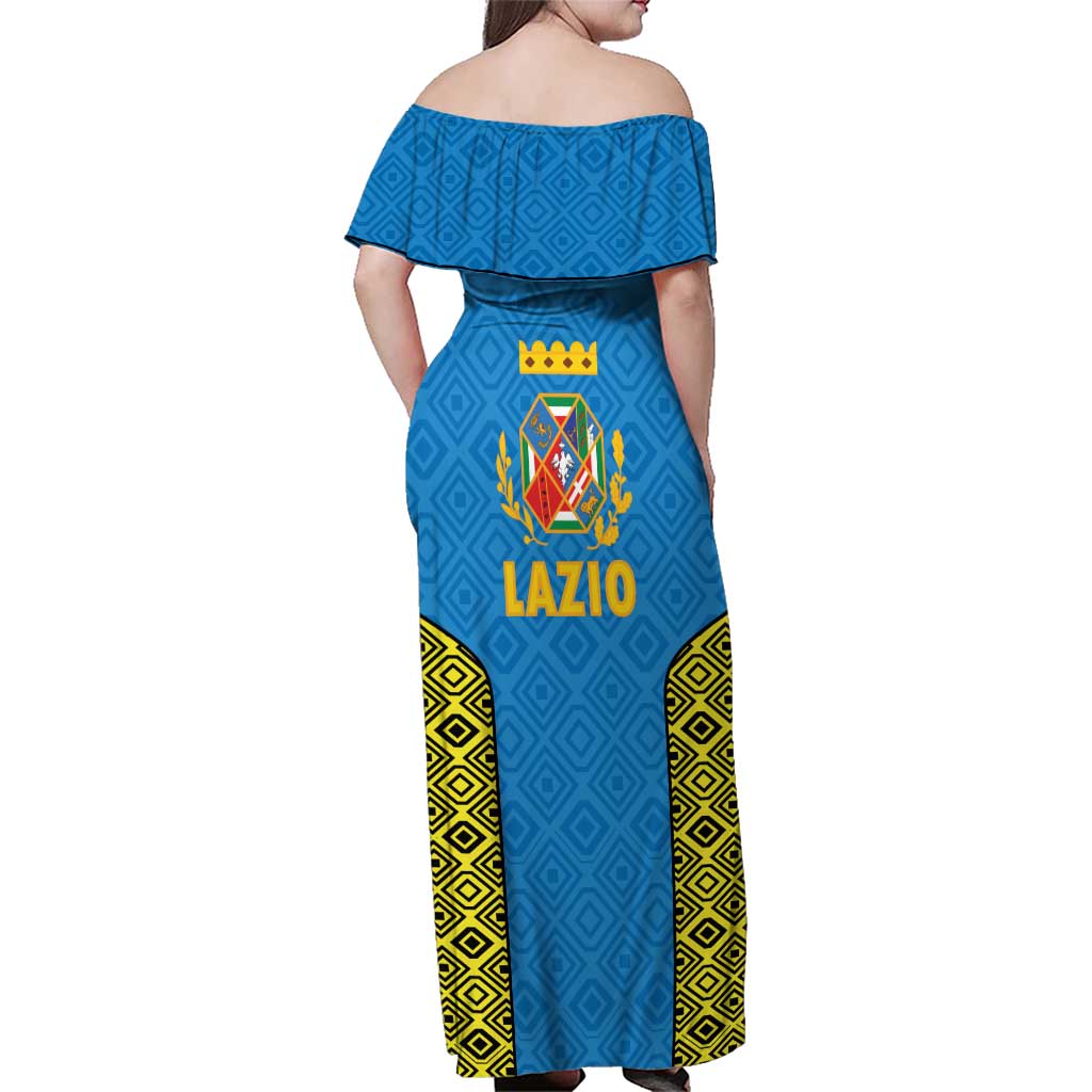 Italy Lazio Family Matching Off Shoulder Maxi Dress and Hawaiian Shirt Flag Style LT19