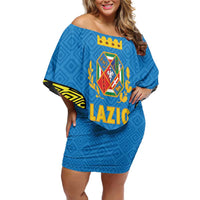Italy Lazio Family Matching Off Shoulder Short Dress and Hawaiian Shirt Flag Style LT19