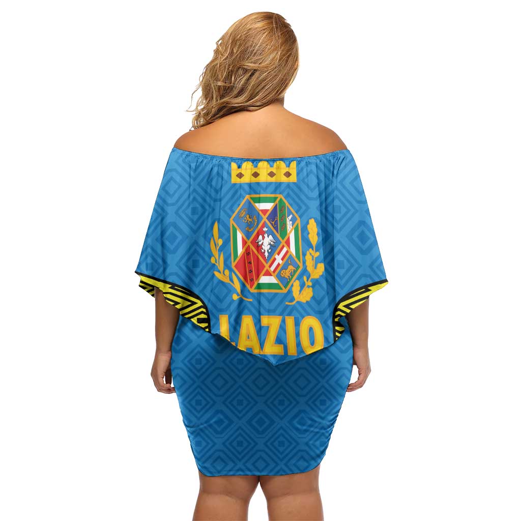 Italy Lazio Family Matching Off Shoulder Short Dress and Hawaiian Shirt Flag Style LT19