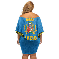 Italy Lazio Family Matching Off Shoulder Short Dress and Hawaiian Shirt Flag Style LT19