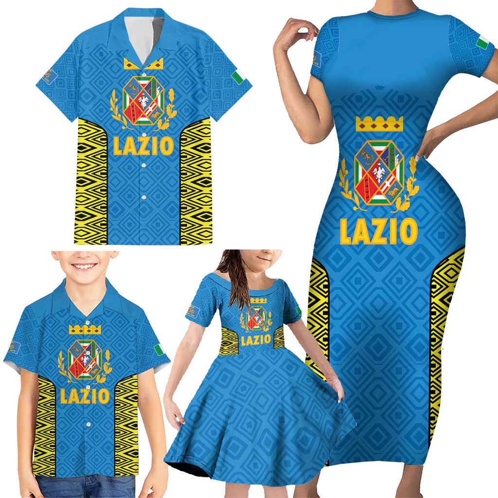 Italy Lazio Family Matching Short Sleeve Bodycon Dress and Hawaiian Shirt Flag Style LT19