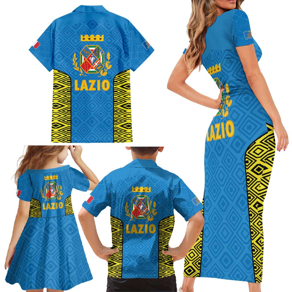 Italy Lazio Family Matching Short Sleeve Bodycon Dress and Hawaiian Shirt Flag Style LT19