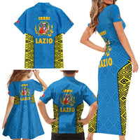 Italy Lazio Family Matching Short Sleeve Bodycon Dress and Hawaiian Shirt Flag Style LT19