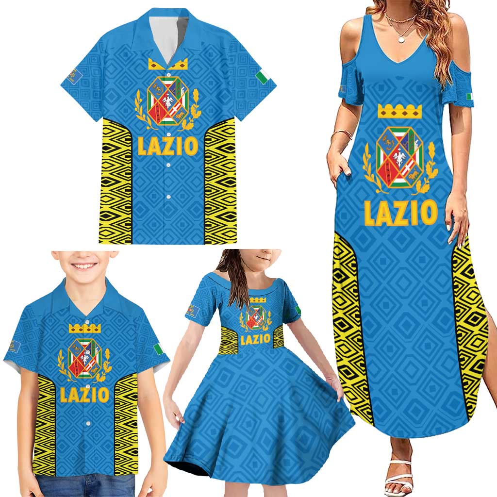 Italy Lazio Family Matching Summer Maxi Dress and Hawaiian Shirt Flag Style LT19
