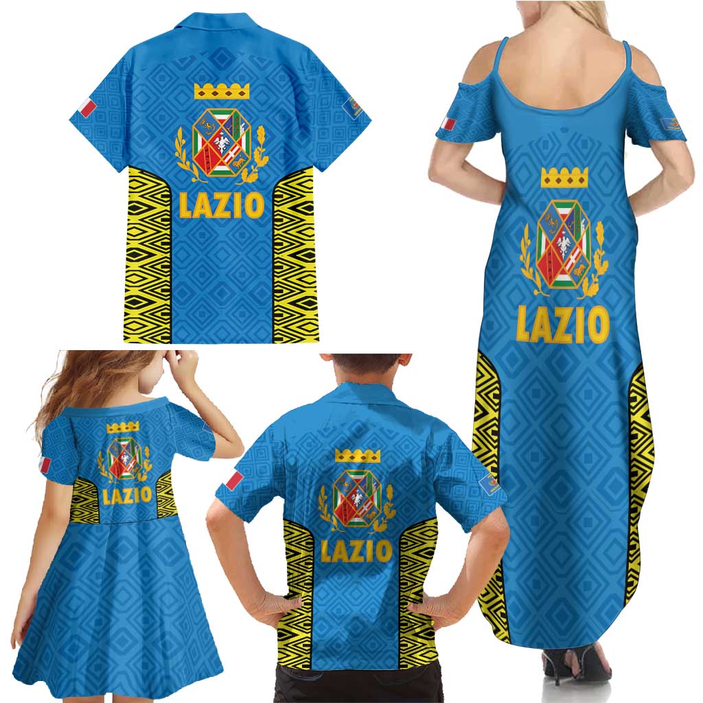 Italy Lazio Family Matching Summer Maxi Dress and Hawaiian Shirt Flag Style LT19