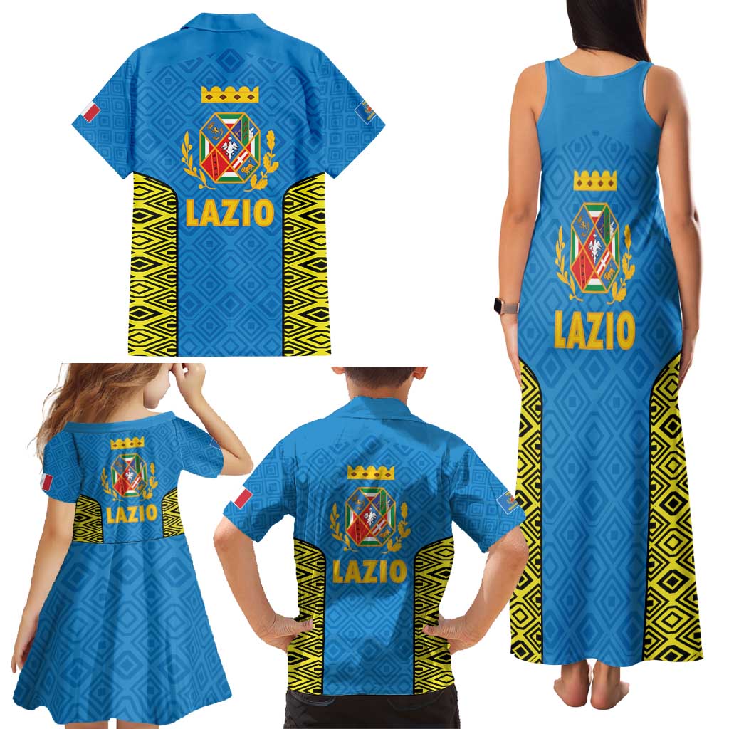 Italy Lazio Family Matching Tank Maxi Dress and Hawaiian Shirt Flag Style LT19