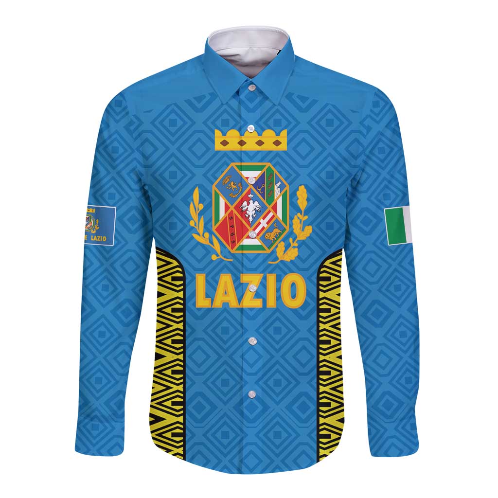 Italy Lazio Long Sleeve Button Shirt Flag Style LT19