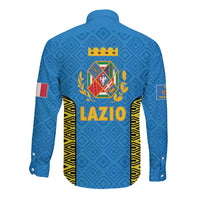 Italy Lazio Long Sleeve Button Shirt Flag Style LT19