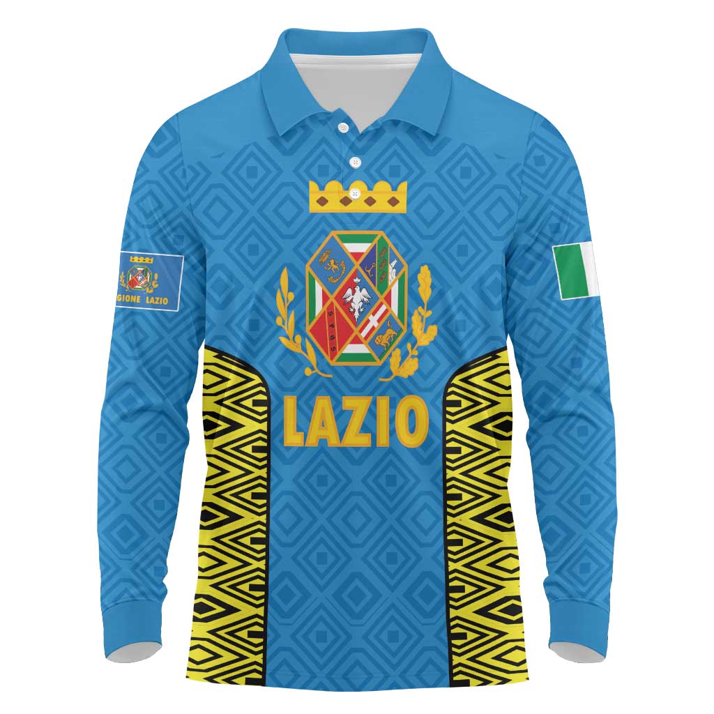 Italy Lazio Long Sleeve Polo Shirt Flag Style LT19