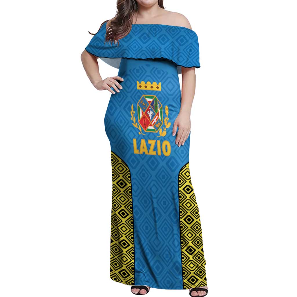 Italy Lazio Off Shoulder Maxi Dress Flag Style LT19
