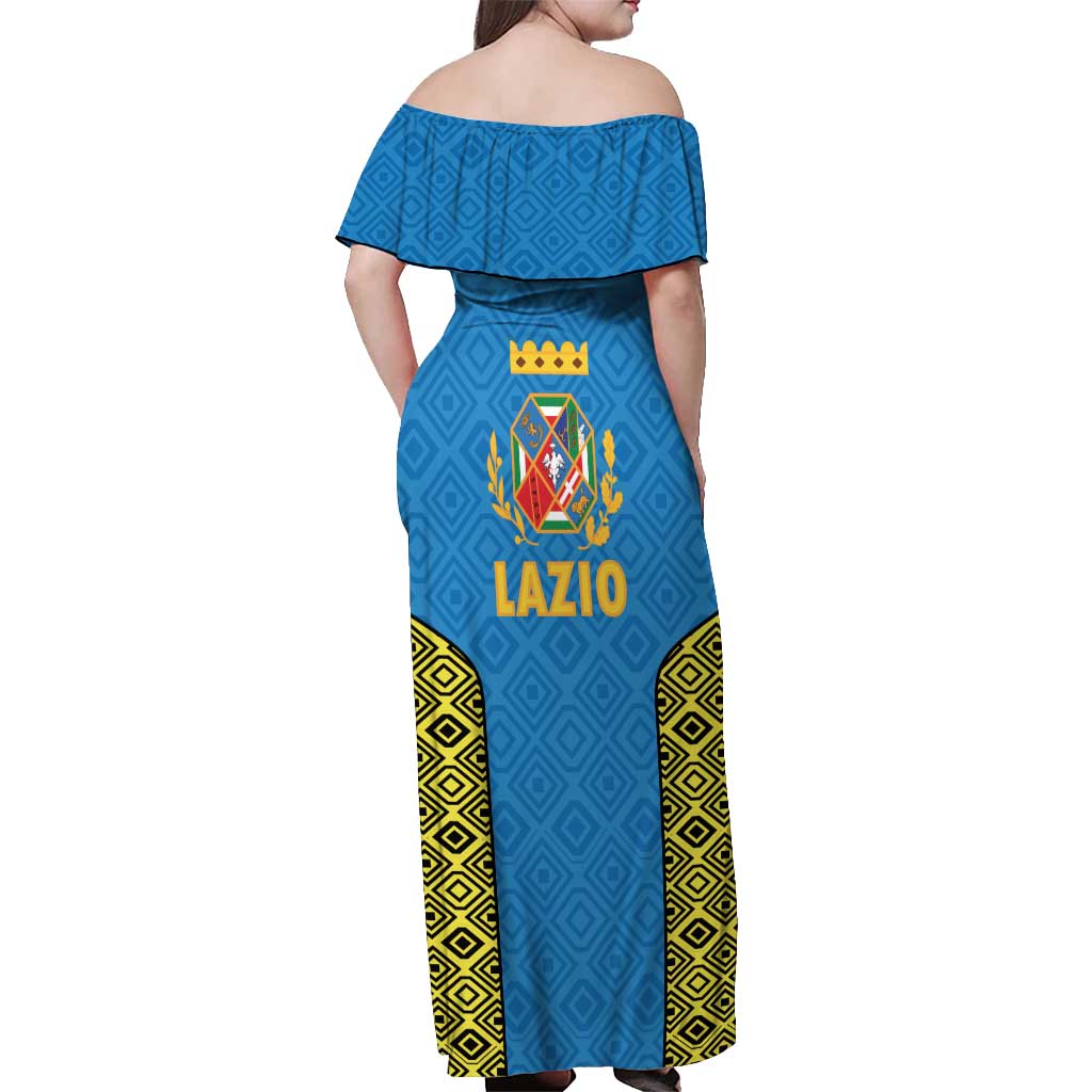 Italy Lazio Off Shoulder Maxi Dress Flag Style LT19