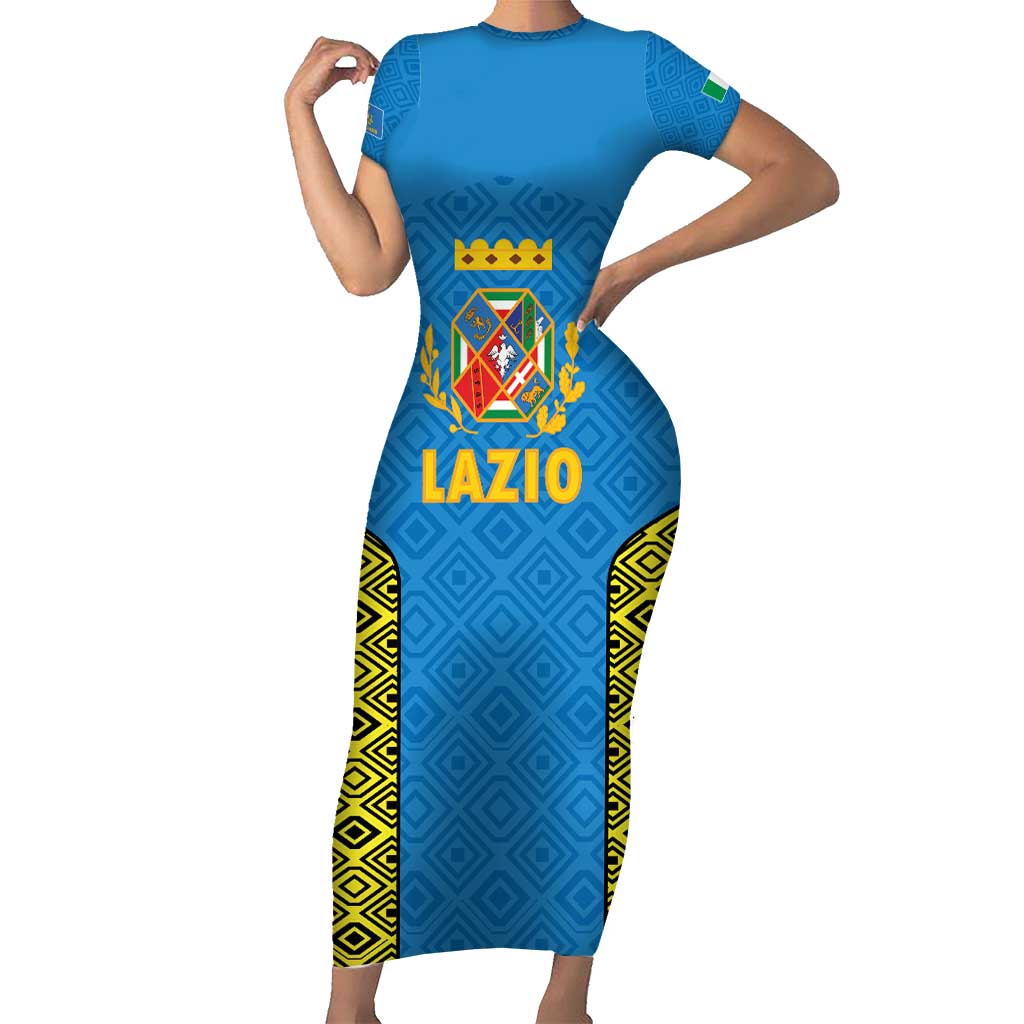 Italy Lazio Short Sleeve Bodycon Dress Flag Style - Wonder Print Shop