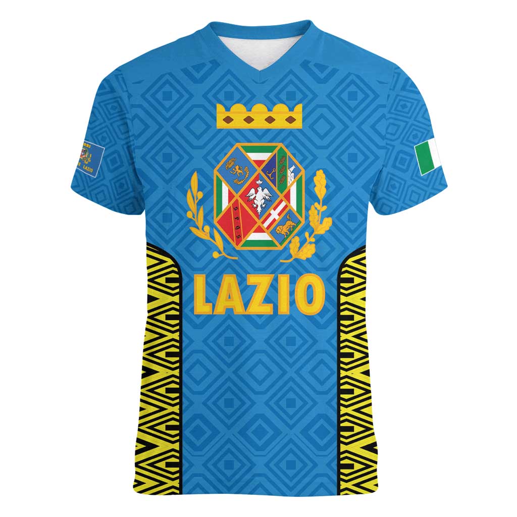 Italy Lazio Women V-Neck T-Shirt Flag Style LT19