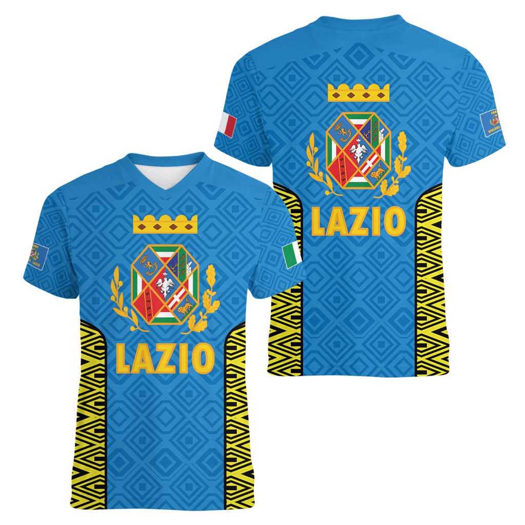 Italy Lazio Women V-Neck T-Shirt Flag Style LT19