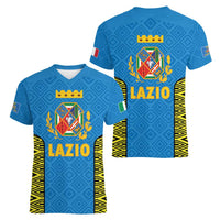 Italy Lazio Women V-Neck T-Shirt Flag Style LT19