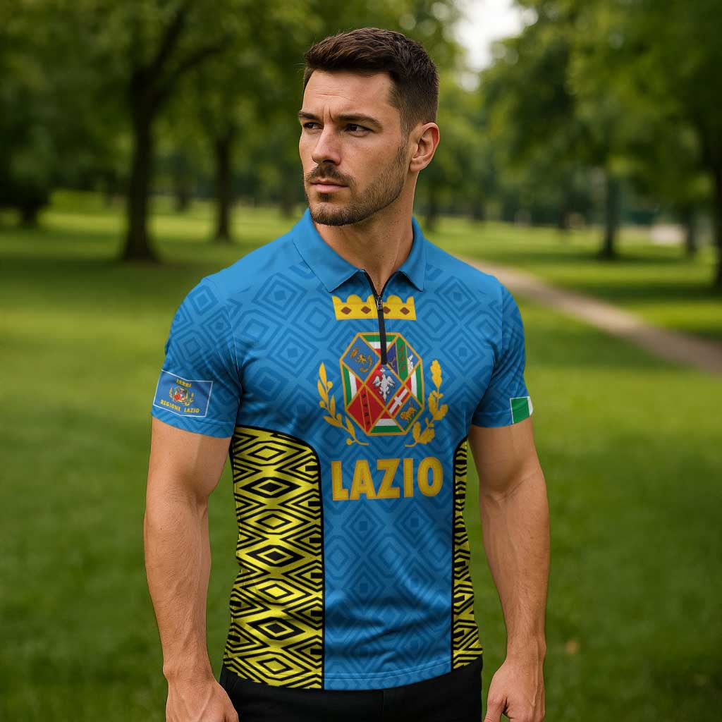 Italy Lazio Zipper Polo Shirt Flag Style LT19
