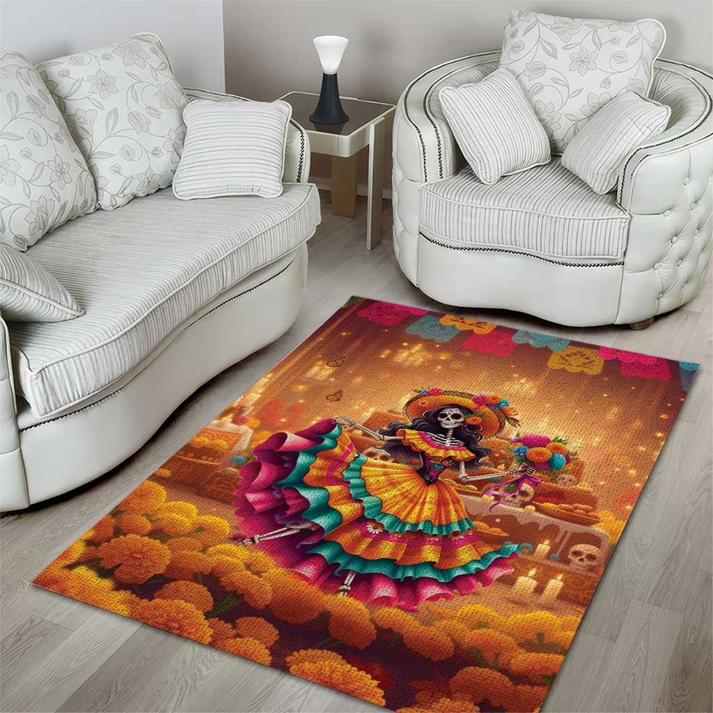 Mexico Day Of The Dead Area Rug Día de los Muertos Catrina - Wonder Print Shop