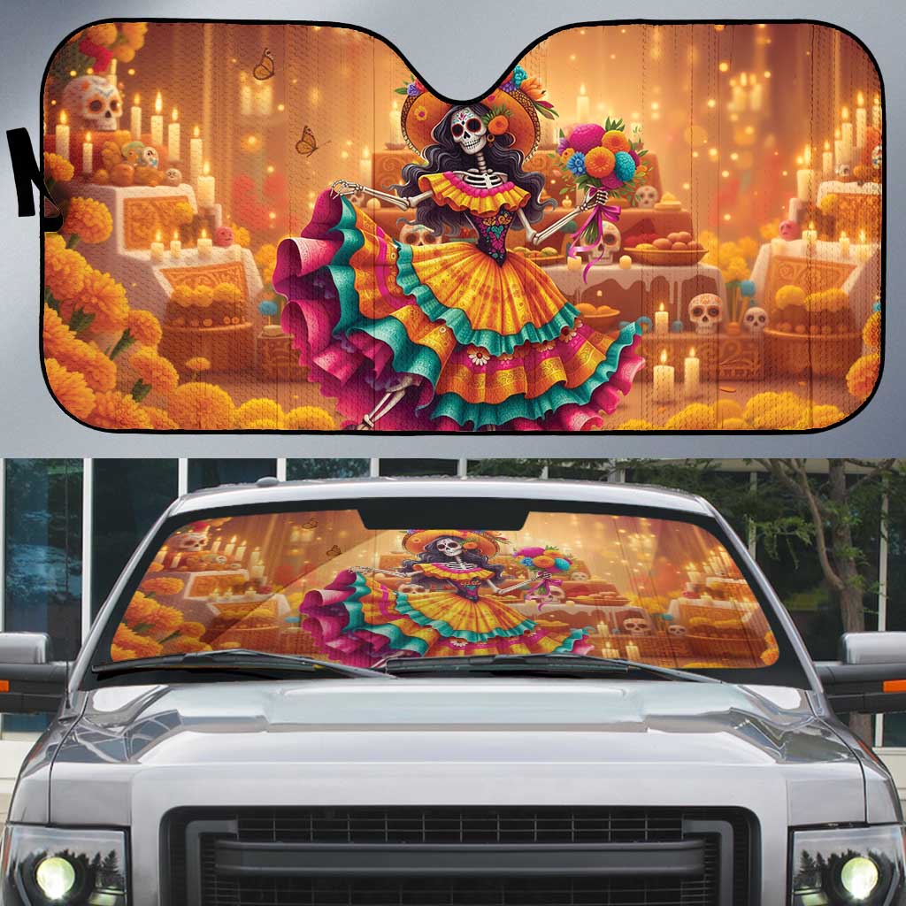 Mexico Day Of The Dead Auto Sun Shade Día de los Muertos Catrina - Wonder Print Shop