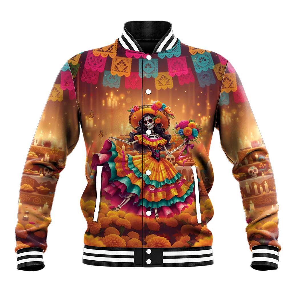 Mexico Day Of The Dead Baseball Jacket Día de los Muertos Catrina - Wonder Print Shop